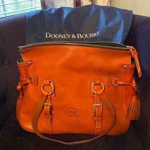NWOT Dooney & Bourke Florentine Leather Double Strap Tassel Satchel Burnt Orange